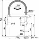 FRANKE PESCARA L DOCCIA ROBINET MITIGEUR MONOCOMMANDE AVEC DOUCHETTE EXTRACTIBLE ACIER INOXYDABLE BROSSÉ