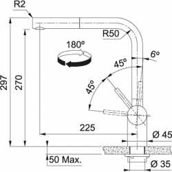 FRANKE ATLAS NEO DOCCIA MISCELATORE SOTTO FINESTRA ACCIAIO INOX SATINATO