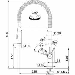 FRANKE FOX PRO ROBINET MITIGEUR MONOCOMMANDE AVEC DOUCHETTE EXTRACTIBLE CHROMÉ