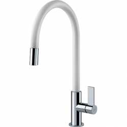 FRANKE AMBIENT MISCELATORE MONOCOMANDO CON DOCCETTA ESTRAIBILE CROMO E BIANCO