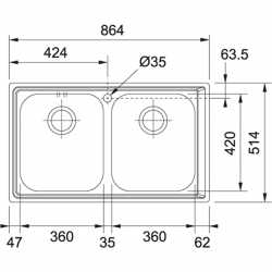 FRANKE NEPTUNE NEX 220 - 86x51 EINBAUSPÜLE DOPPELBECKEN EDELSTAHL GEBÜRSTET