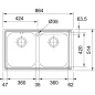 FRANKE NEPTUNE NEX 220 - 86x51 EINBAUSPÜLE DOPPELBECKEN EDELSTAHL GEBÜRSTET