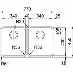 FRANKE ATON ANX 120 ÉVIER ENCASTRABLE SOUS-PLAN 2 CUVES ACIER INOXYDABLE