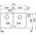 FRANKE ATON ANX 120 ÉVIER ENCASTRABLE SOUS-PLAN 2 CUVES ACIER INOXYDABLE