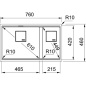FRANKE KUBUS 2 KNG 120 ÉVIER SOUS-PLAN ÉVIER 2 CUVES FRAGRANITE