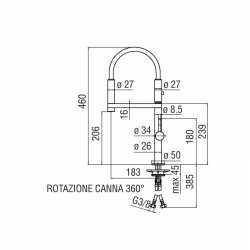 NOBILI MOVE  ROBINET MITIGEUR MONOCOMMANDE AVEC DOUCHETTE EXTRACTIBLE BLACK VELVET ET CAUTCHOUC NOIR