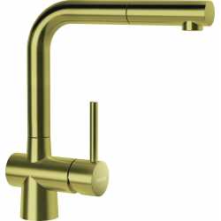 SCHOCK LAIOS GRIFO MONOCOMANDO PARA FREGADERO CAÑO ALTO EXTRAÍBLE ACERO INOX ORO BLANCO