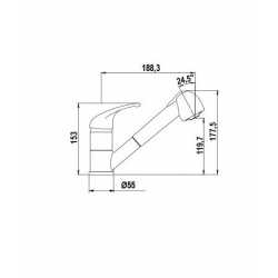 SCHOCK OMEGA DOCCIA GRIFO MONOCOMANDO PARA FREGADERO CAÑO HORIZONTAL EXTRAÍBLE CROMO