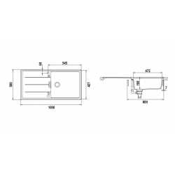 SCHOCK KITCHEN SINK TIA D100L - 1 BOWL CRISTADUR SILVERSTONE