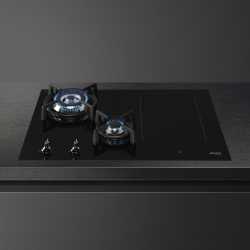 SMEG PM3743D GAS/INDUCTION HOB BLACK CERAMIC GLASS 75 CM