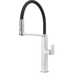 FRANKE CENTINOX NEO SINGLE LEVER SINK MIXER KITCHEN TAP BRUSHED CHROME AND BLACK RUBBER