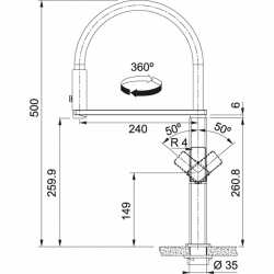 FRANKE CENTINOX NEO GRIFO MONOCOMANDO PARA FREGADERO CAÑO ALTO EXTRAÍBLE ACERO CEPILLADO Y CAUCHO NEGRO