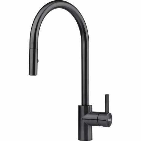FRANKE EOS DOCCIA EINHAND SPÜLTISCHMISCHER MIT VERSTELLBARER BLACK STEEL