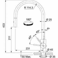 FRANKE EOS DOCCIA EINHAND SPÜLTISCHMISCHER MIT VERSTELLBARER BLACK STEEL
