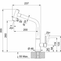 FRANKE ICON PULL DOCCIA EINHAND SPÜLTISCHMISCHER CHROM