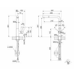 SMEG MD22CUX EINHAND SPÜLTISCHMISCHER MIT VERSTELLBARER BRAUSE KUPFER