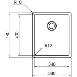 CM IN-TECH 38x44 ÉVIER 1 CUVE ACIER INOXYDABLE BROSSÉ