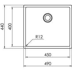 CM IN-TECH 49x44 ÉVIER 1 CUVE ACIER INOXYDABLE BROSSÉ