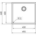 CM IN-TECH 49x44 ÉVIER 1 CUVE ACIER INOXYDABLE BROSSÉ