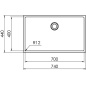 CM IN-TECH 74x44 FREGADERO DE UN SENO ACERO INOX