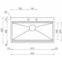 LAVELLO CM SUPERIOR 86x50 1 VASCA ACCIAIO INOX SATINATO