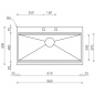CM SUPERIOR 86x50 ÉVIER 1 CUVE ACIER INOXYDABLE BROSSÉ