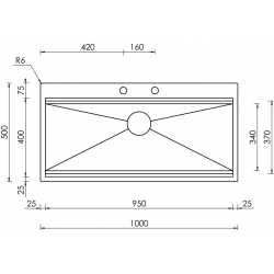 CM SUPERIOR 100x50 FREGADERO DE UN SENO ACERO INOX