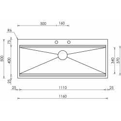 CM SUPERIOR 116x50 EINBAUSPÜLE EDELSTAHL GEBÜRSTET