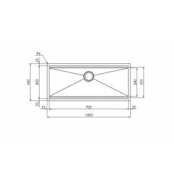 CM MAJOR 100x45 EINBAUSPÜLE EDELSTAHL GEBÜRSTET UNDERBAU