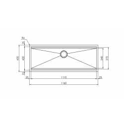 CM MAJOR 116x45 EINBAUSPÜLE EDELSTAHL GEBÜRSTET UNDERBAU